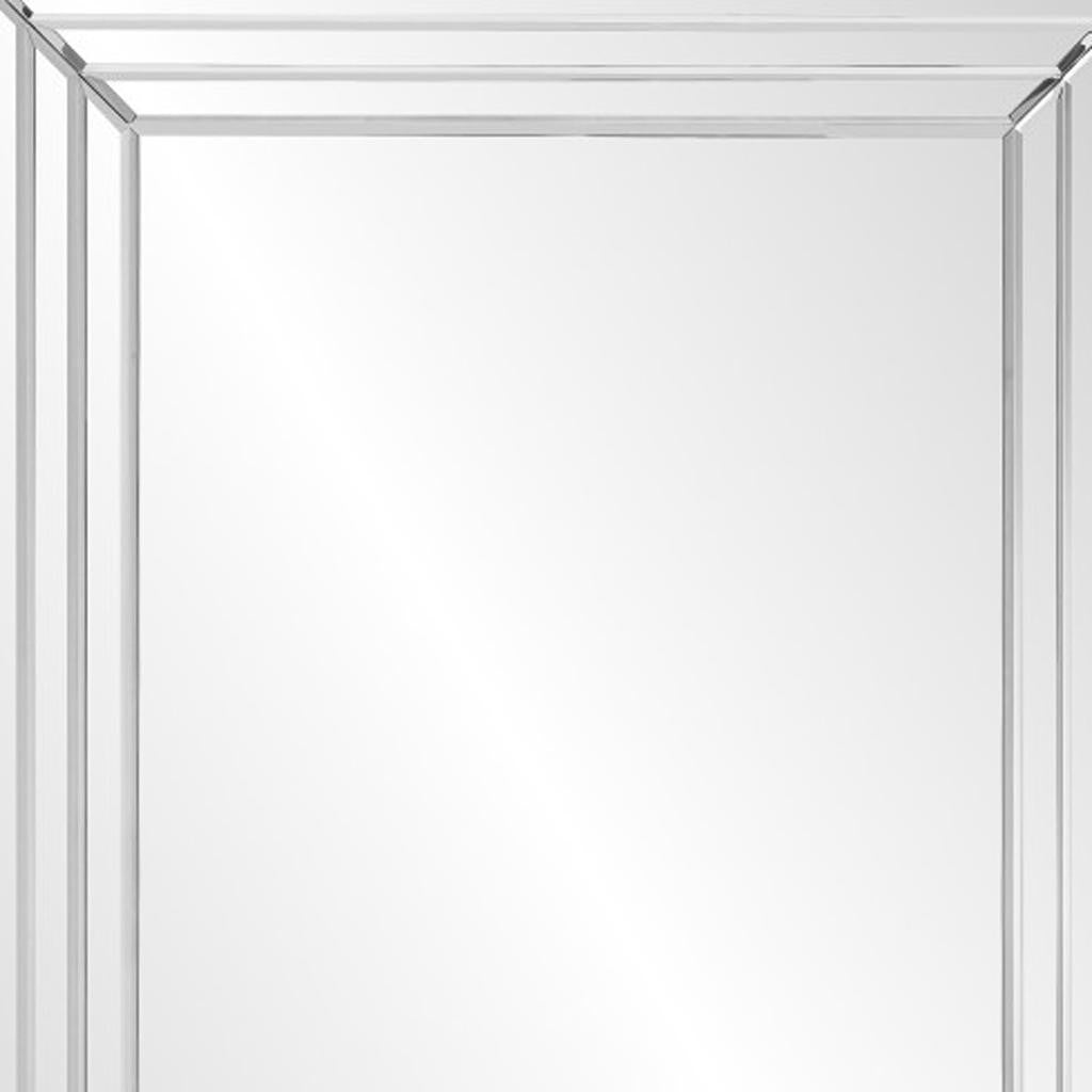 39" Silver Geo Lines Frameless Accent Mirror