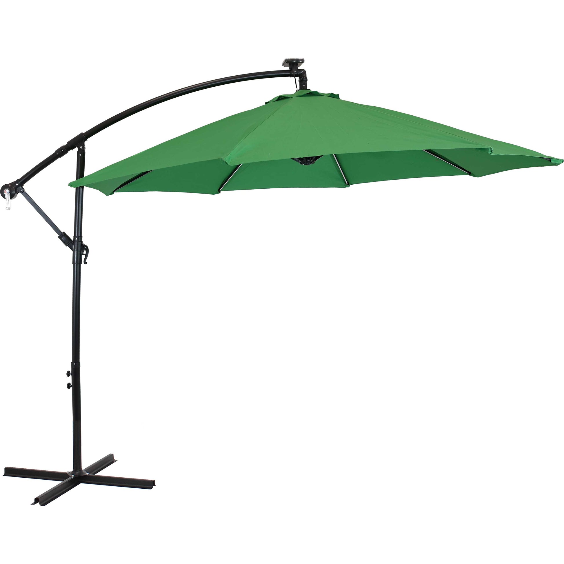 95" Green Polyester Octagonal Tilt Lighted Market Patio Umbrella with Stand-1