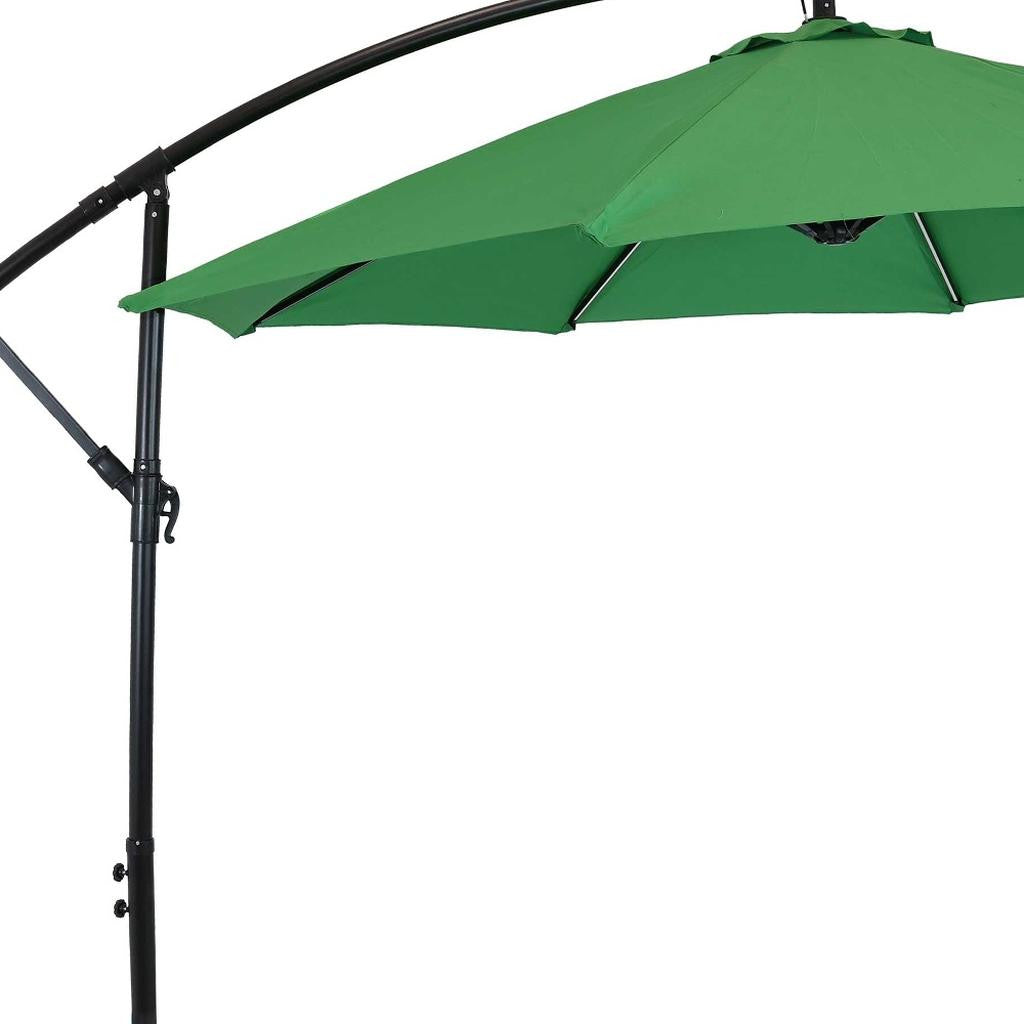 95" Green Polyester Octagonal Tilt Lighted Market Patio Umbrella with Stand-2