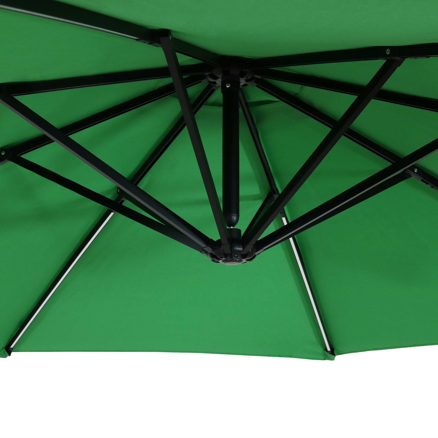 95" Green Polyester Octagonal Tilt Lighted Market Patio Umbrella with Stand-5