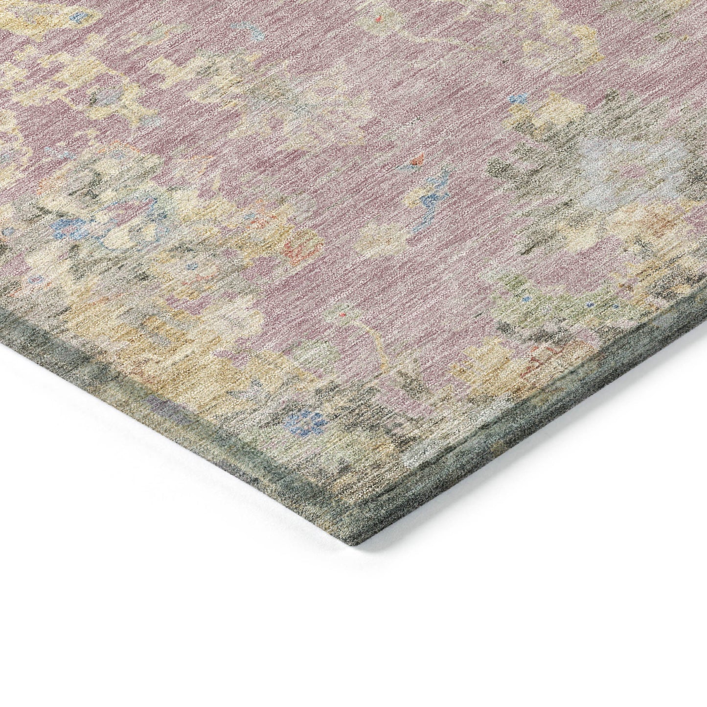 8' X 10' Pink Beige And Gray Floral Washable Indoor Outdoor Area Rug-5