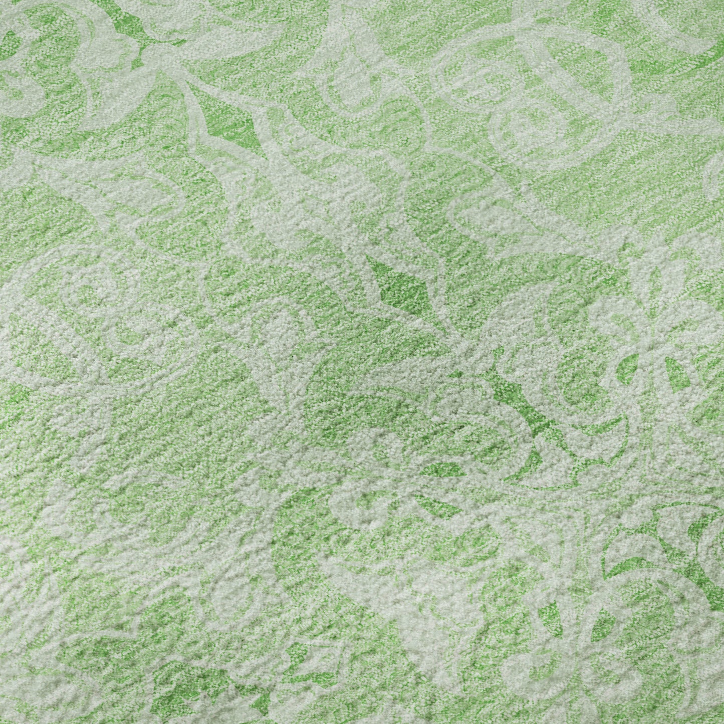 8' X 10' Lime Green And Ivory Medallion Washable Area Rug With UV Protection