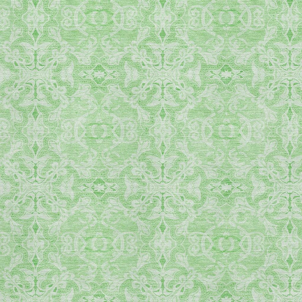 8' X 10' Lime Green And Ivory Medallion Washable Area Rug With UV Protection