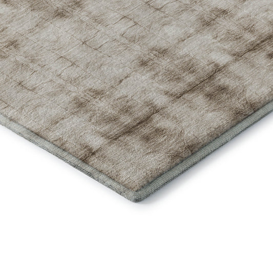 10' X 14' Beige And Taupe Geometric Washable Area Rug With UV Protection