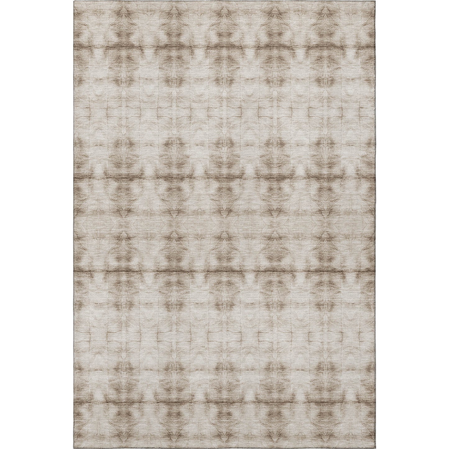 10' X 14' Beige And Taupe Geometric Washable Area Rug With UV Protection