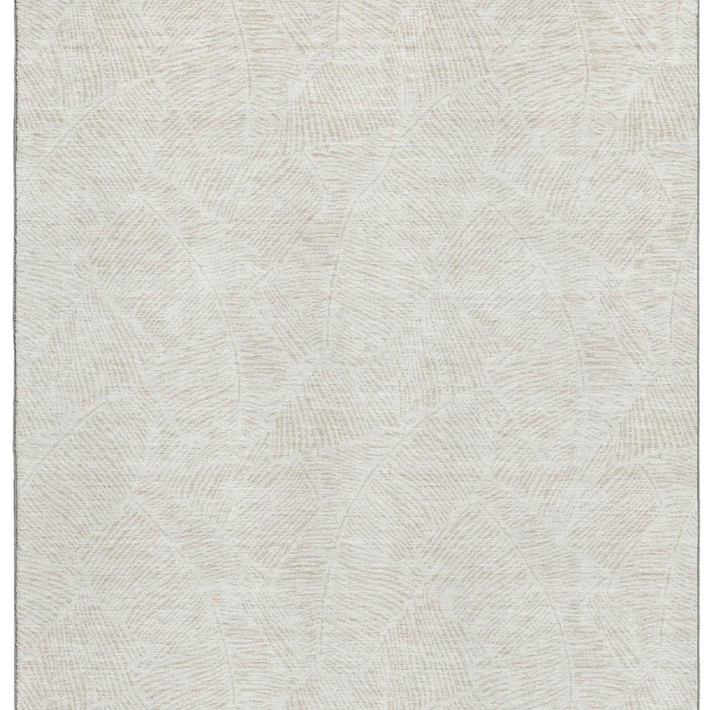 9' X 12' Ivory And Beige Floral Washable Area Rug With UV Protection-2