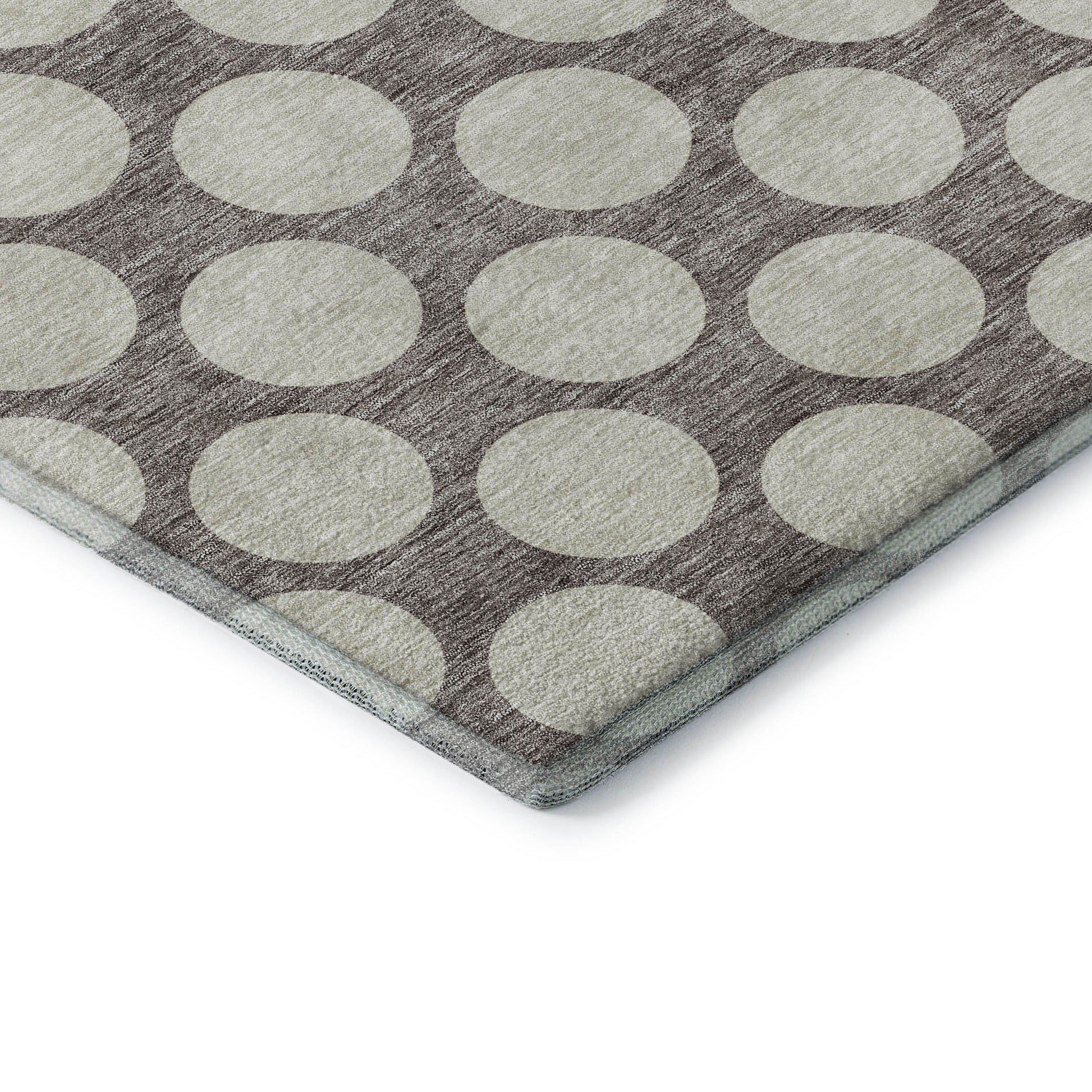 10' X 14' Taupe And Ivory Polka Dot Washable Area Rug With UV Protection-5