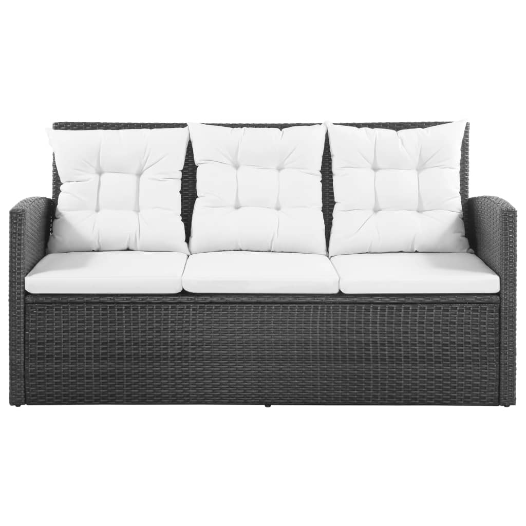 NNEVL 5 Piece Garden Lounge Set with Cushions Poly Rattan Black