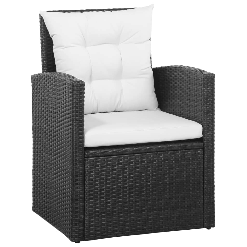 NNEVL 5 Piece Garden Lounge Set with Cushions Poly Rattan Black