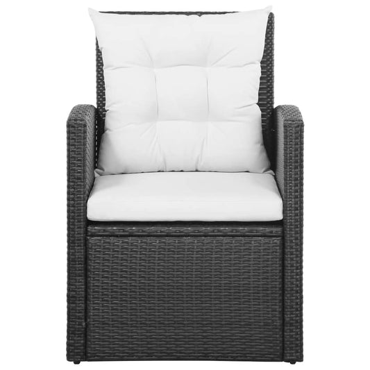 NNEVL 5 Piece Garden Lounge Set with Cushions Poly Rattan Black