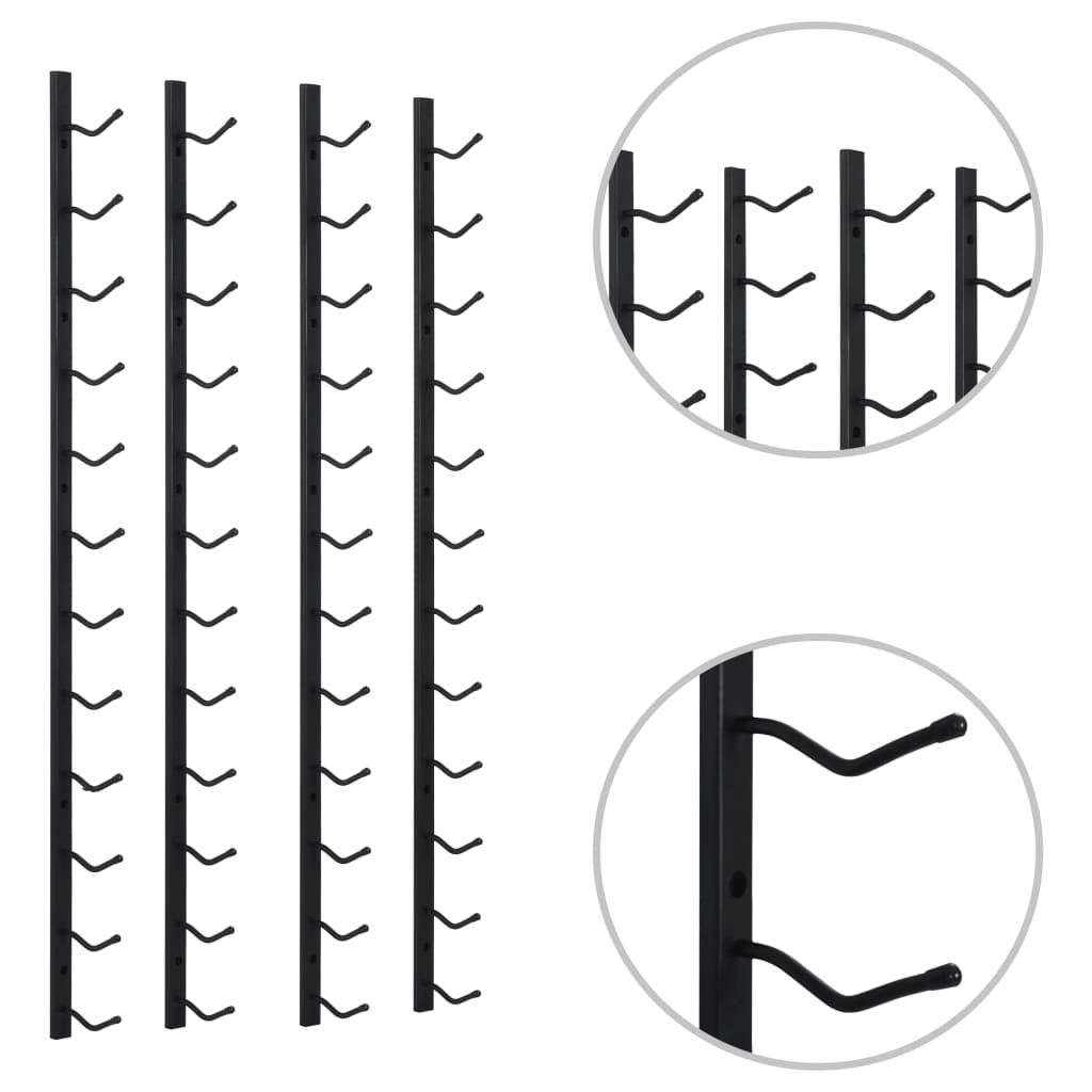 NNEVL Wall Mounted Wine Racks for 12 Bottles 2 pcs Black Iron