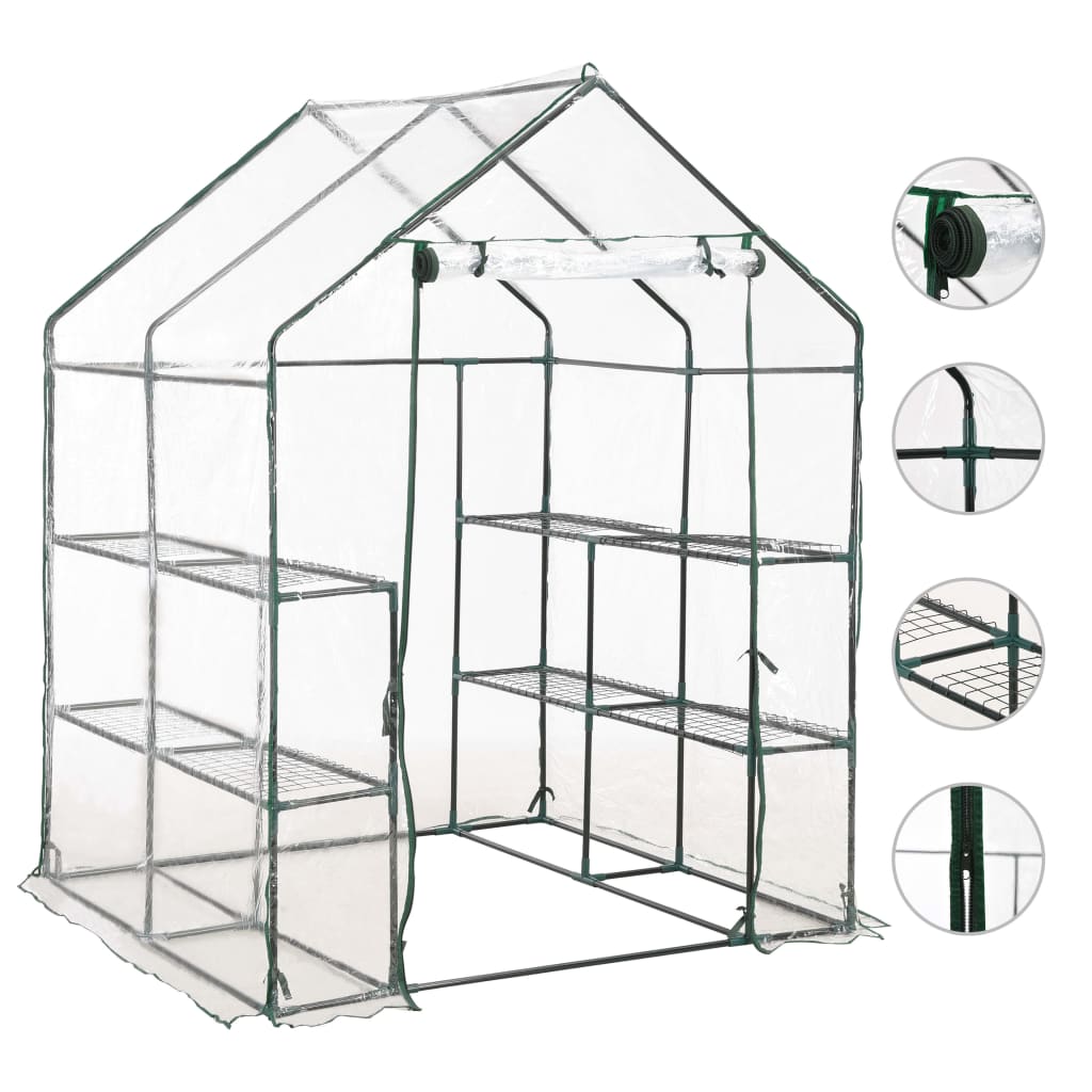 NNEVL Greenhouse with 8 Shelves 143x143x195 cm