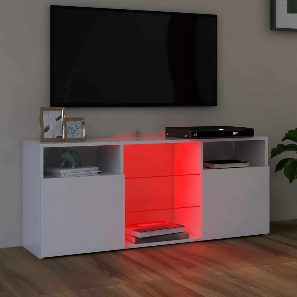 NNEVL TV Cabinet with LED Lights White 120x30x50 cm