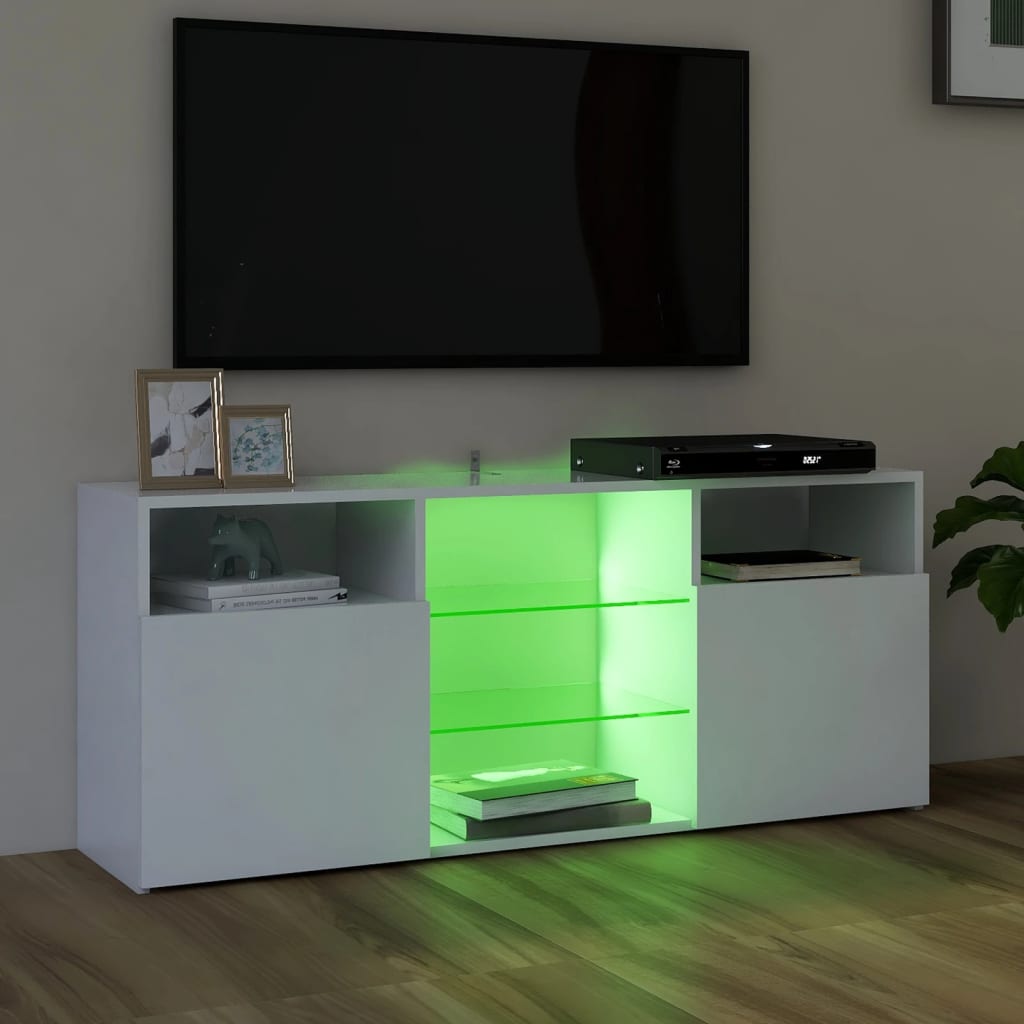 NNEVL TV Cabinet with LED Lights White 120x30x50 cm