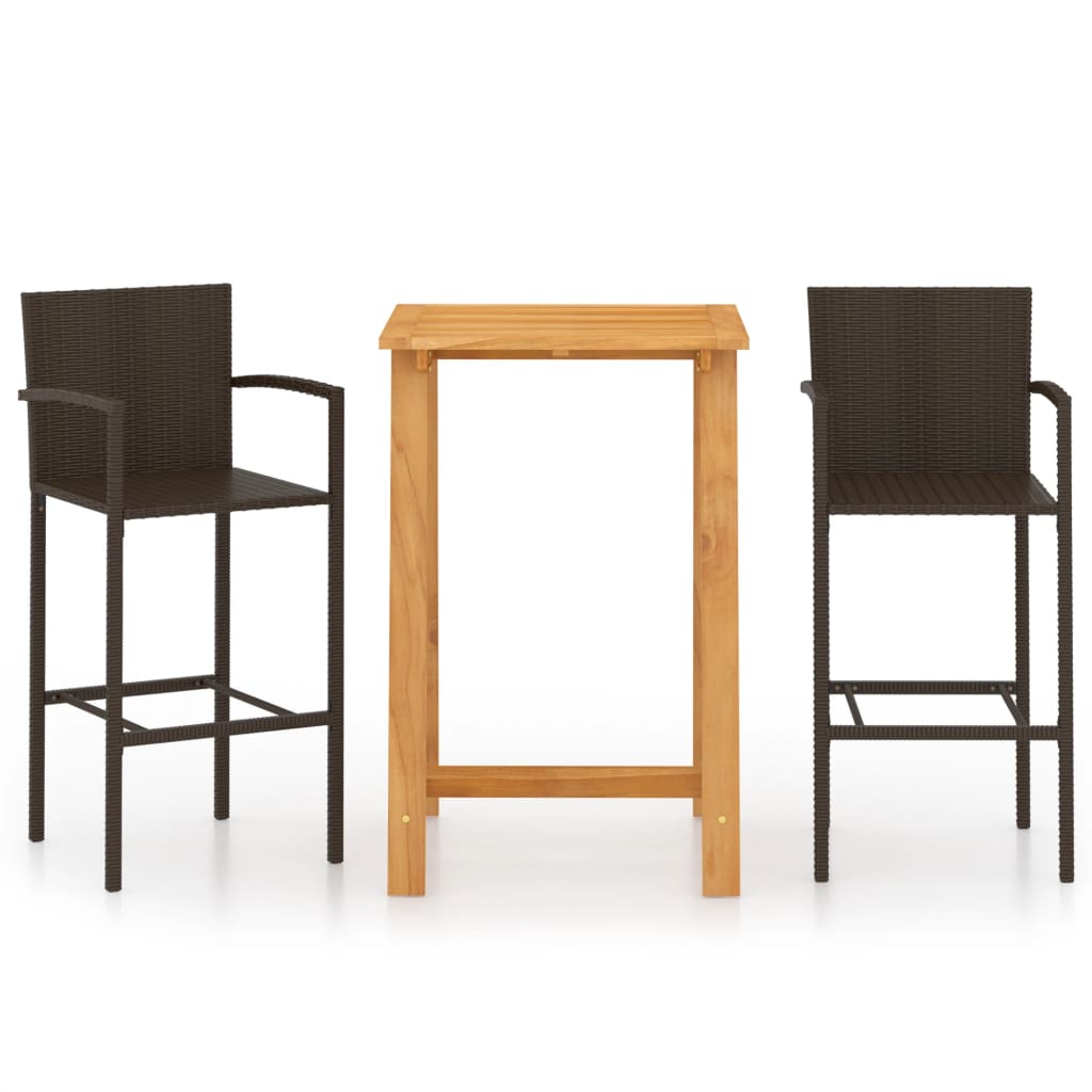 NNEVL 3 Piece Garden Bar Set Brown