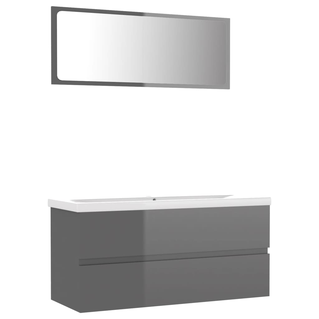 Conjunto de muebles de baño NNEVL de aglomerado gris de alto brillo