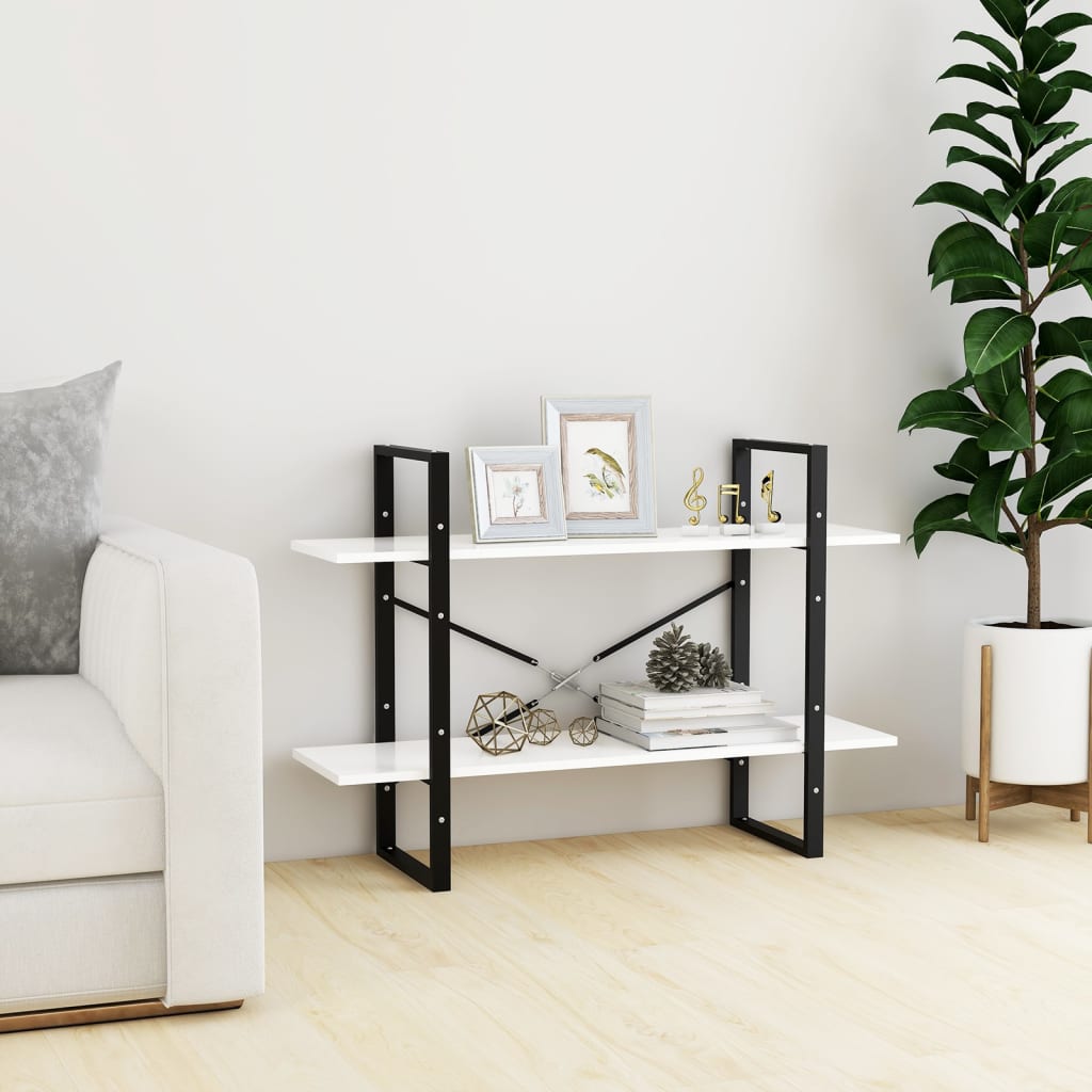 Librería de 2 niveles NNEVL, color blanco, 100 x 30 x 70 cm, aglomerado