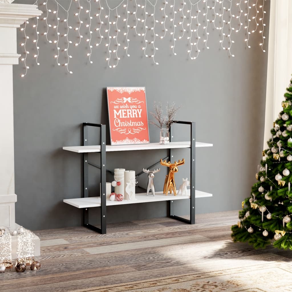 Librería de 2 niveles NNEVL, color blanco, 100 x 30 x 70 cm, aglomerado