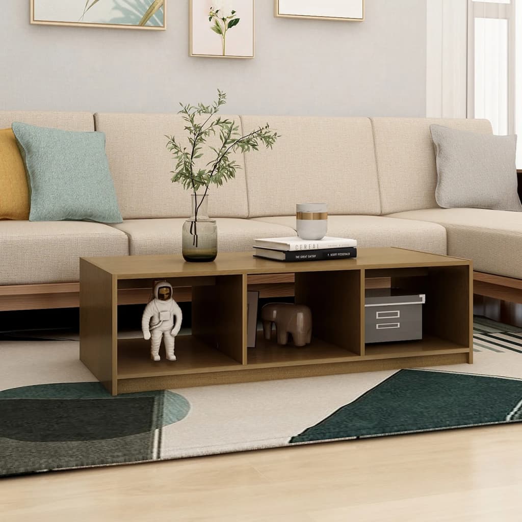 NNEVL Coffee Table Honey Brown 110x50x34 cm Solid Pinewood