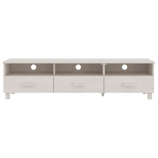 NNEVL TV Cabinet "HAMAR" White 158x40x40 cm Solid Wood Pine