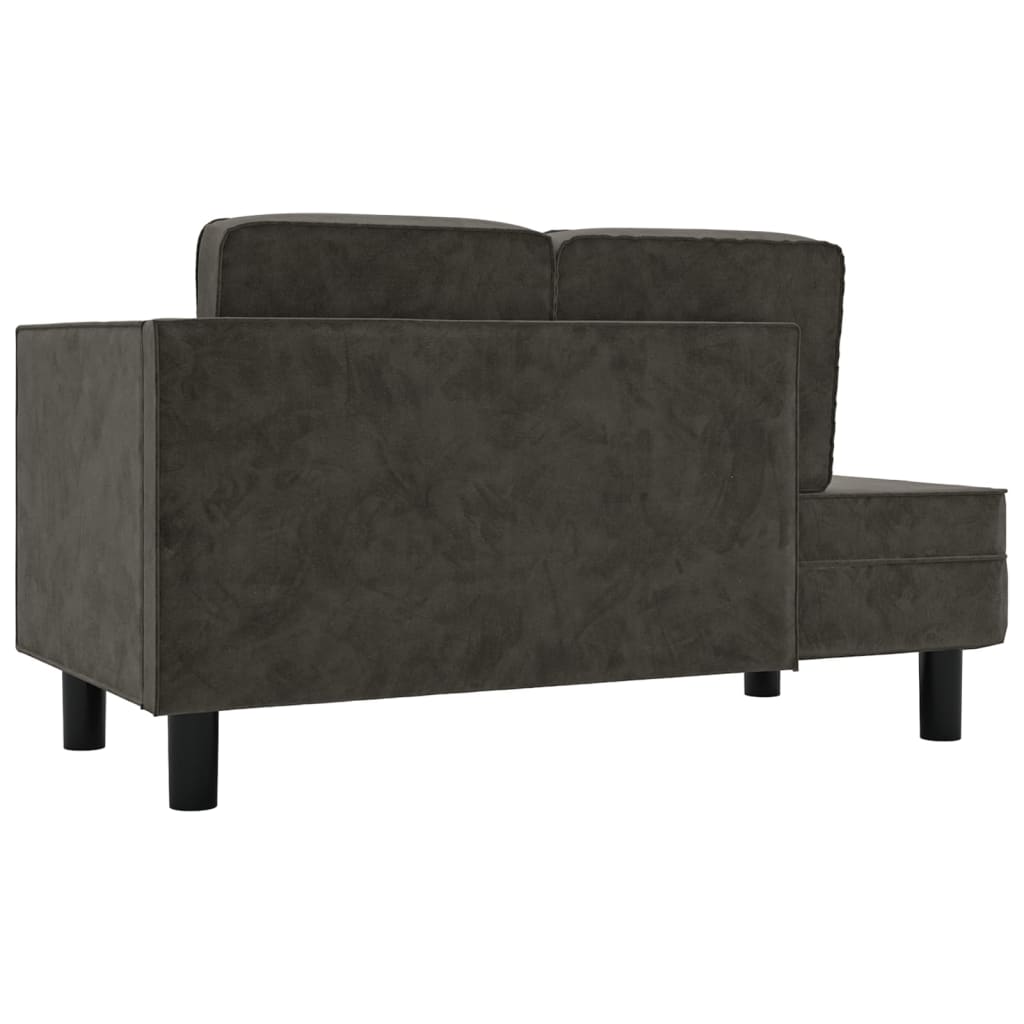 NNEVL Chaise Lounge with Cushions and Bolster Dark Grey Velvet