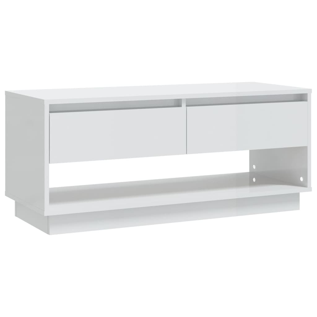 NNEVL TV Cabinet High Gloss White 102x41x44 cm Chipboard