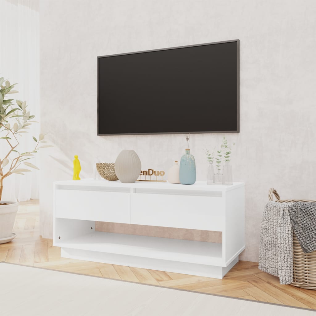 NNEVL TV Cabinet High Gloss White 102x41x44 cm Chipboard