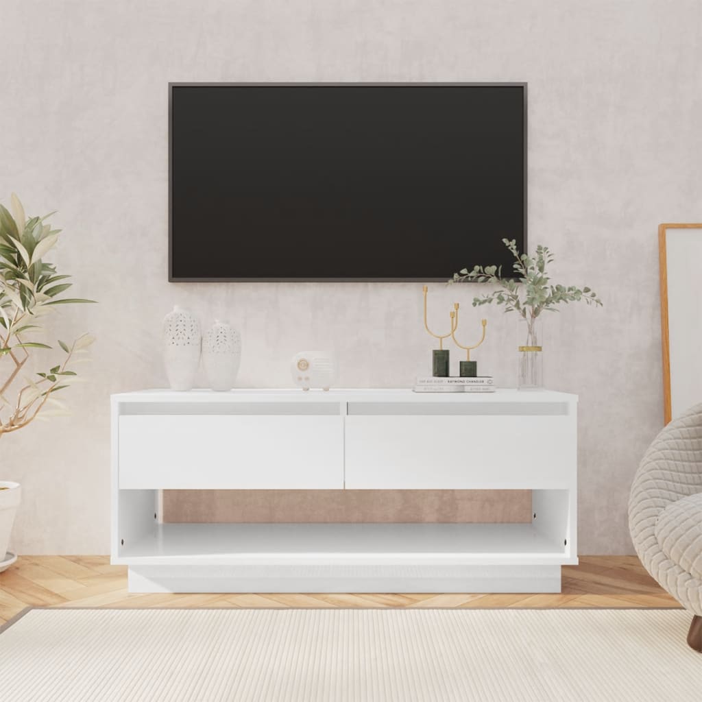 NNEVL TV Cabinet High Gloss White 102x41x44 cm Chipboard