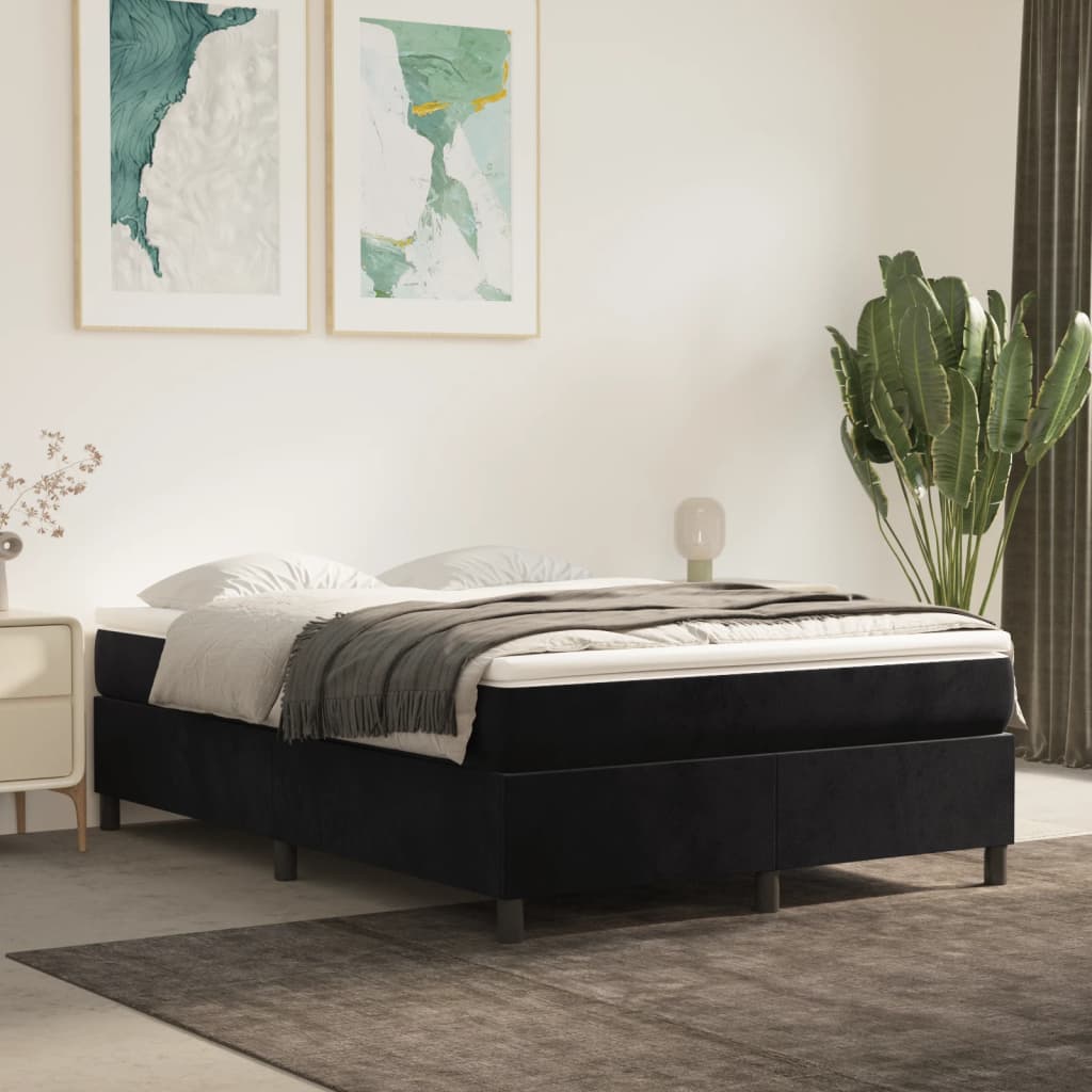 NNEVL Bed Frame without Mattress Black Double Velvet