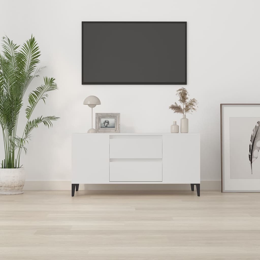 NNEVL TV Cabinet White 102x44.5x50 cm Engineered Wood