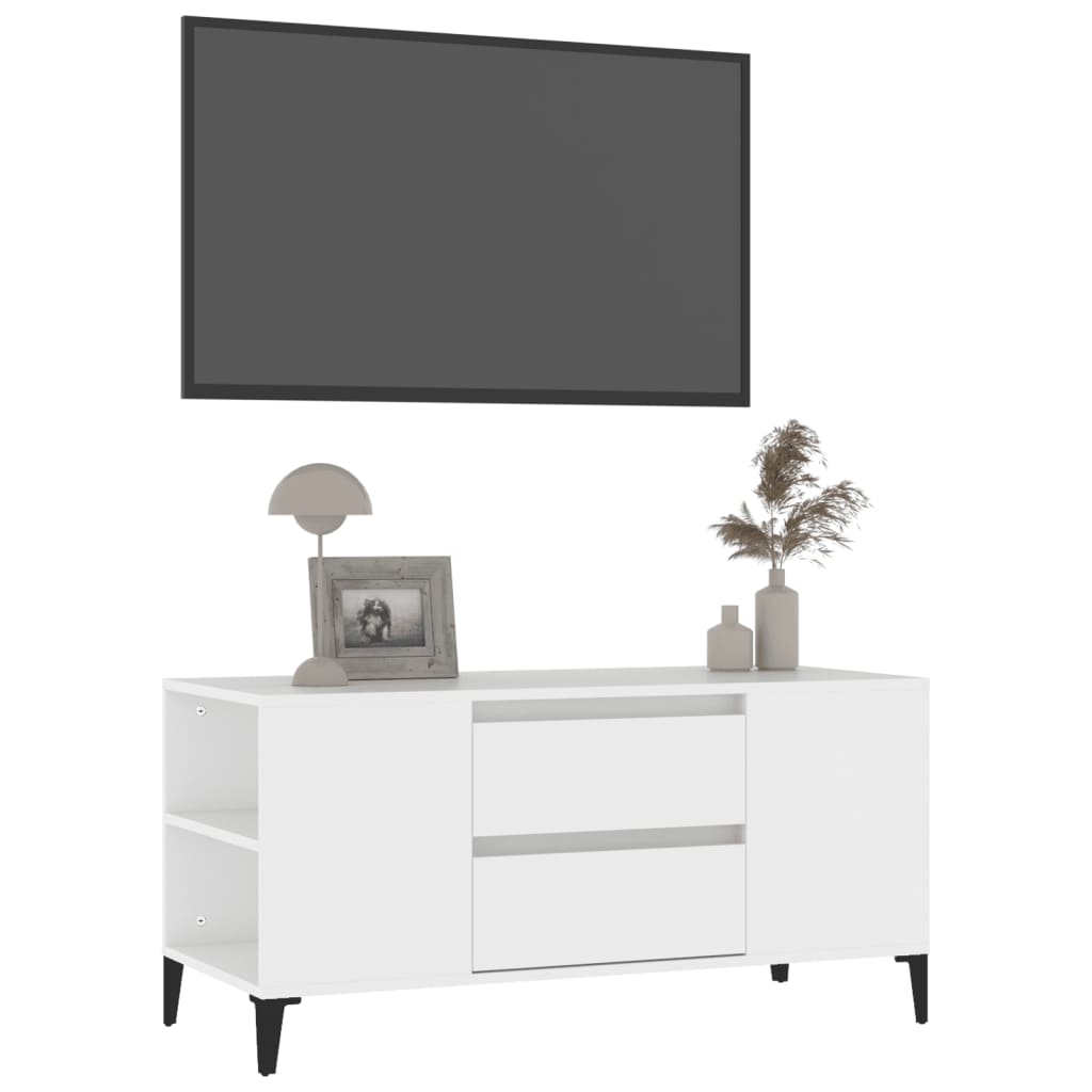 NNEVL TV Cabinet White 102x44.5x50 cm Engineered Wood
