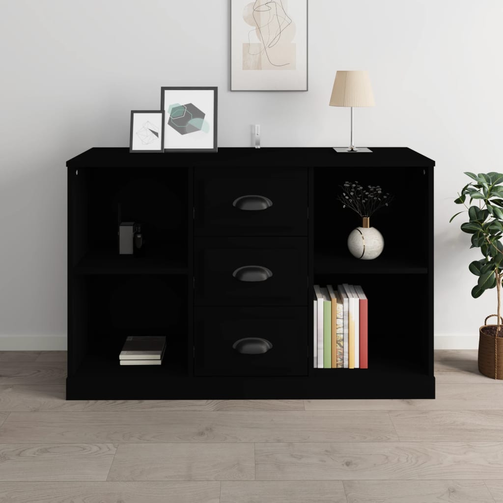 NNEVL Sideboard Black 104.5x35.5x67.5 cm Engineered Wood