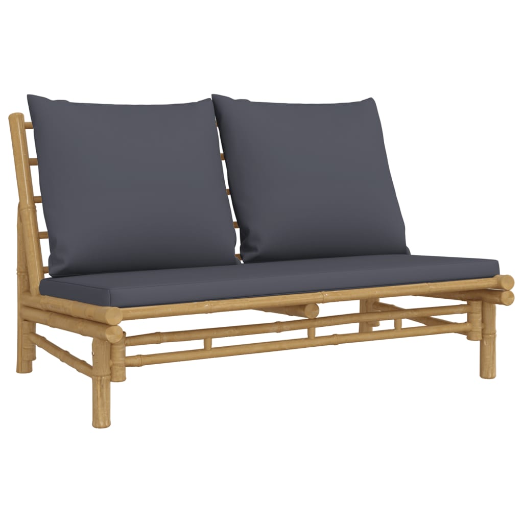 NNEVL Garden Bench with Dark Grey Cushions Bamboo