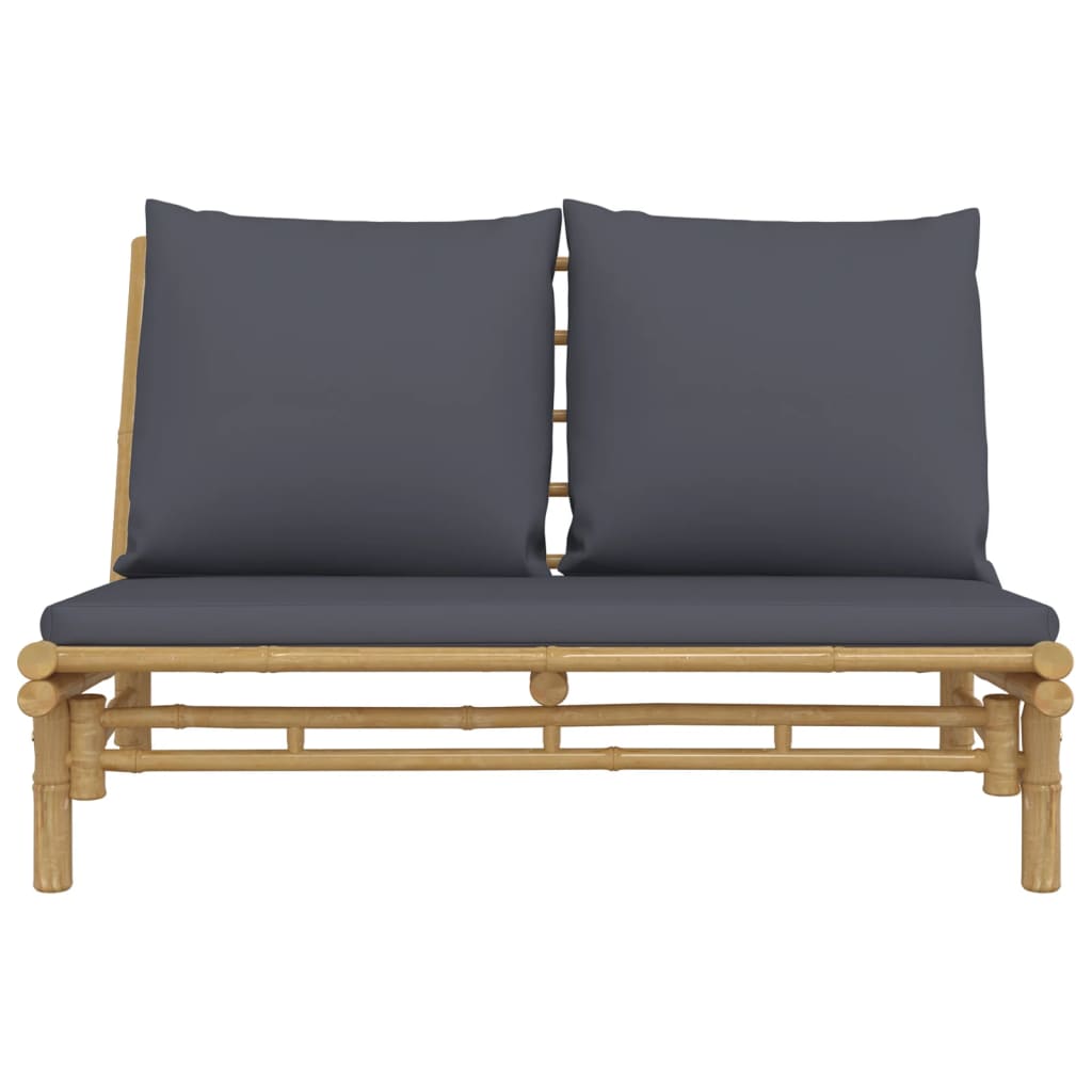 NNEVL Garden Bench with Dark Grey Cushions Bamboo