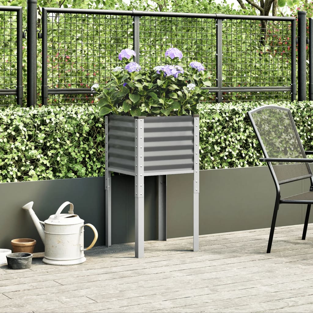 NNEVL Garden Planter Grey 45x45x88 cm Steel