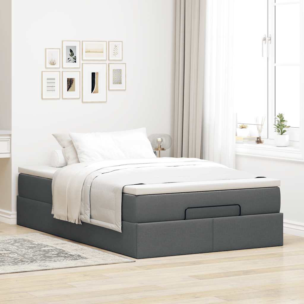 NNEVL Ottoman Bed with Mattress Dark Grey Super Single Fabric