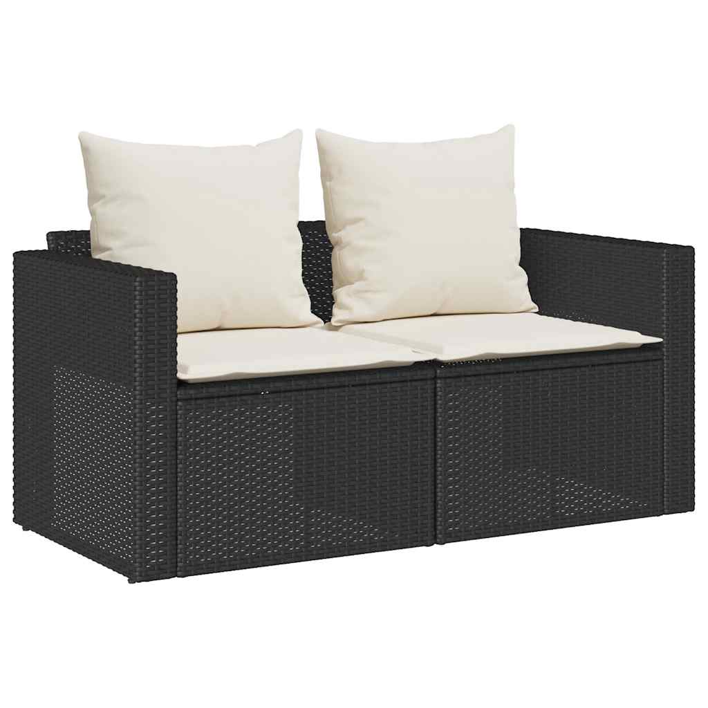 NNEVL 5 Piece Garden Sofa Set with Cushions Stackable Black Poly Rattan
