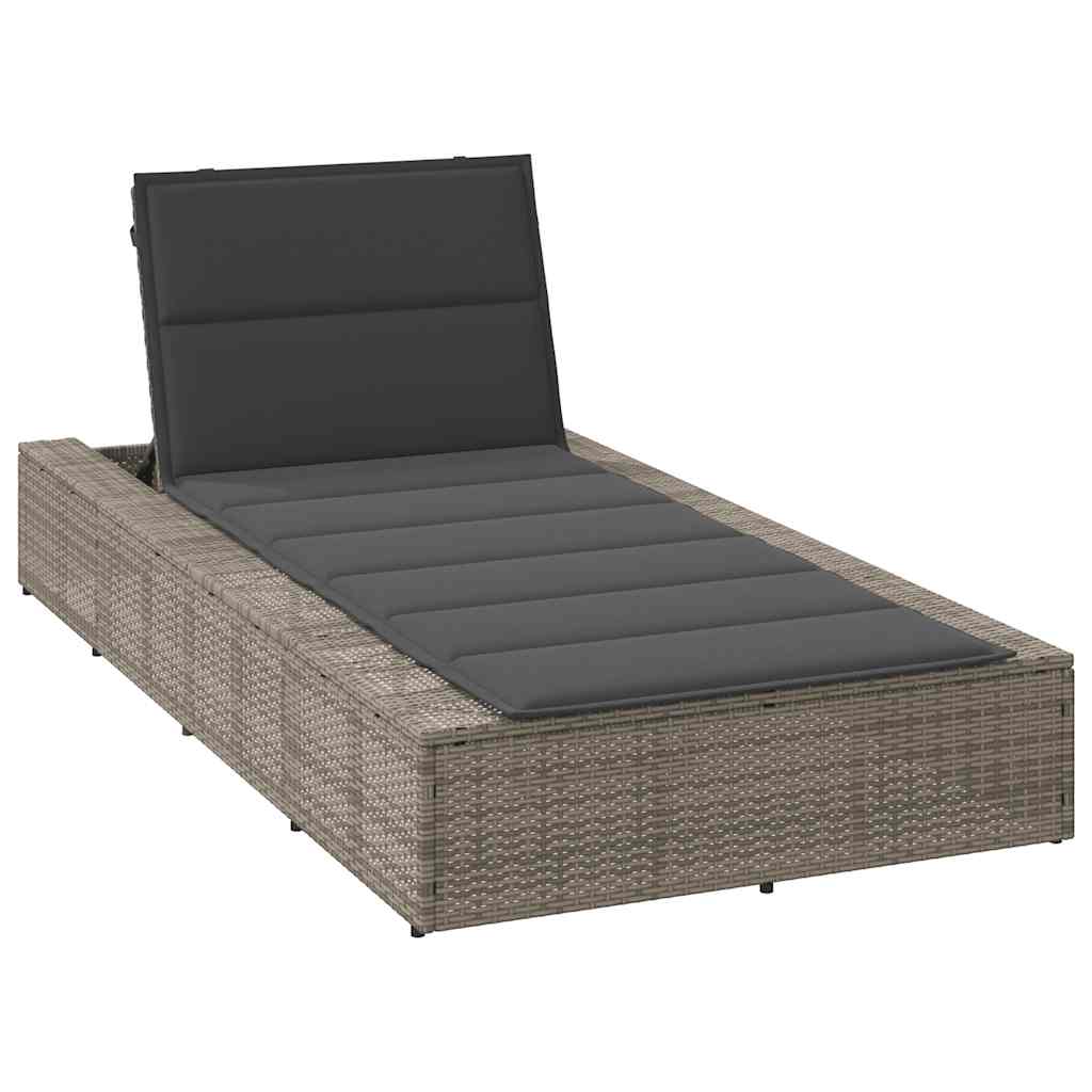 NNEVL Sunbed with Floating Cushion Grey Poly Rattan