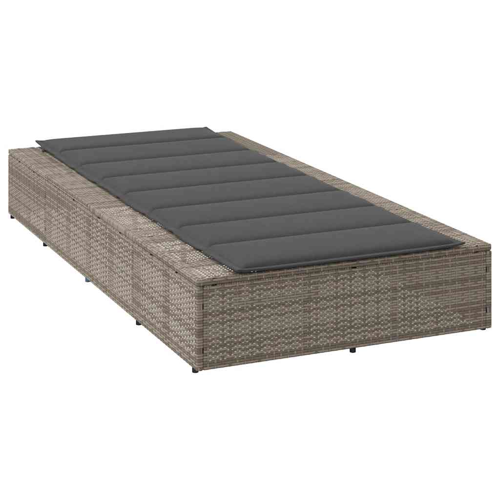 NNEVL Sunbed with Floating Cushion Grey Poly Rattan