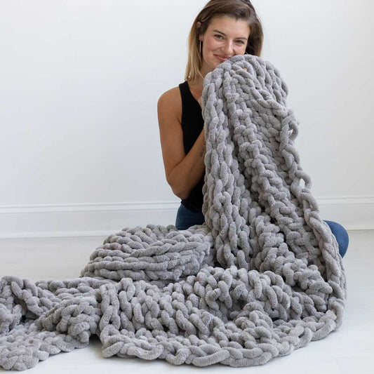 INFINITE CHUNKY KNIT BLANKET | MINKY | BIG - MIST