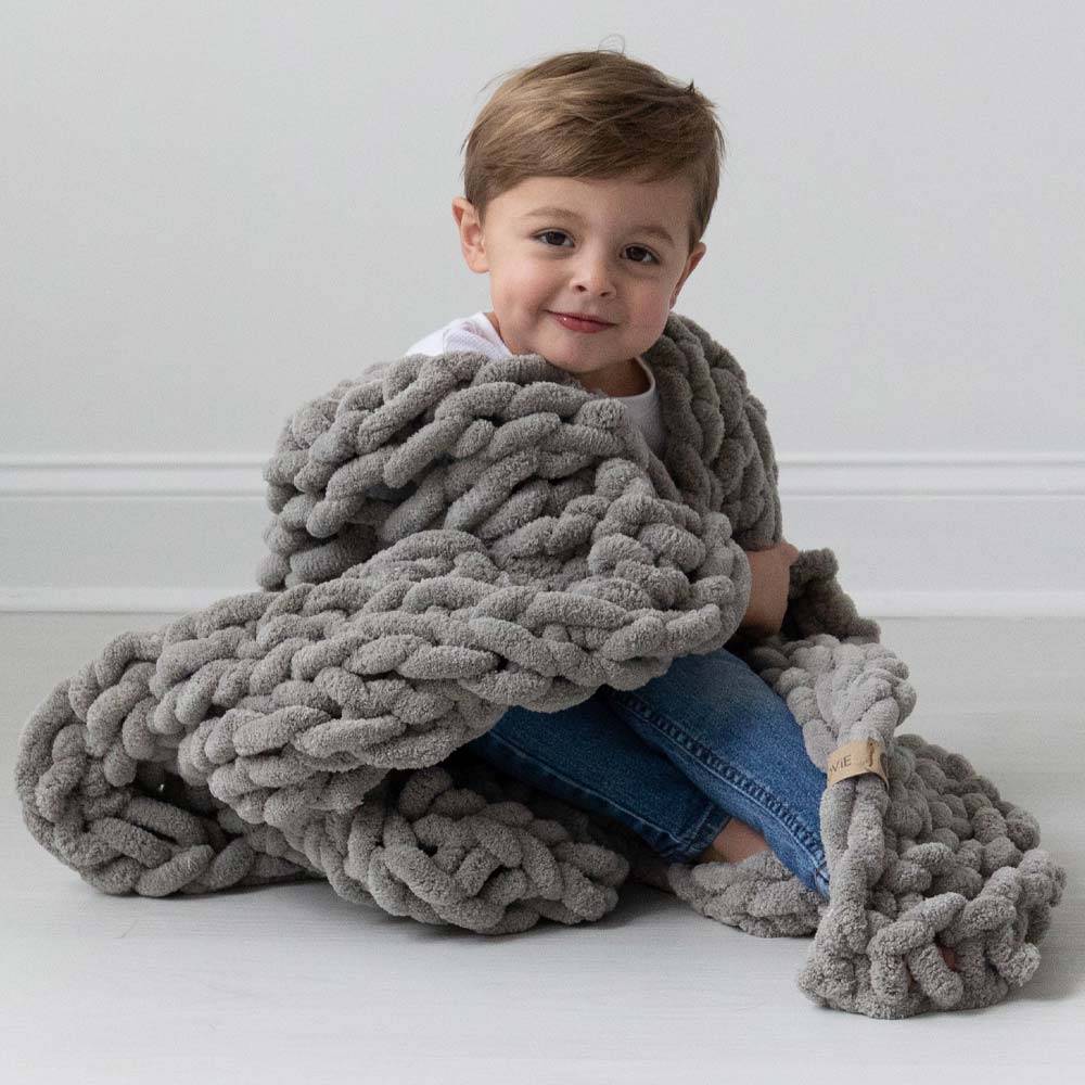 INFINITE CHUNKY KNIT BLANKET | MINKY | LITTLE - MIST