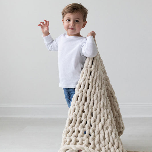 INFINITE CHUNKY KNIT BLANKET | MINKY | LITTLE - SAND