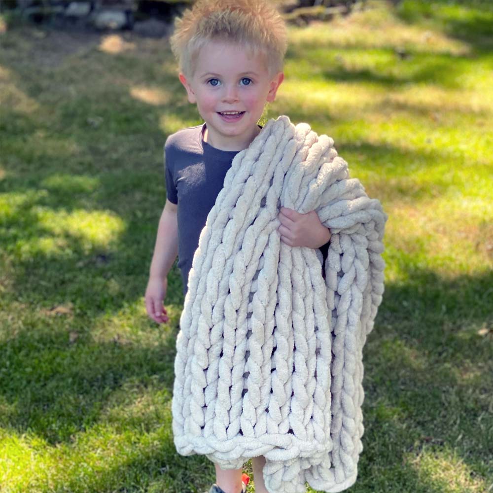 INFINITE CHUNKY KNIT BLANKET | MINKY | LITTLE - SAND