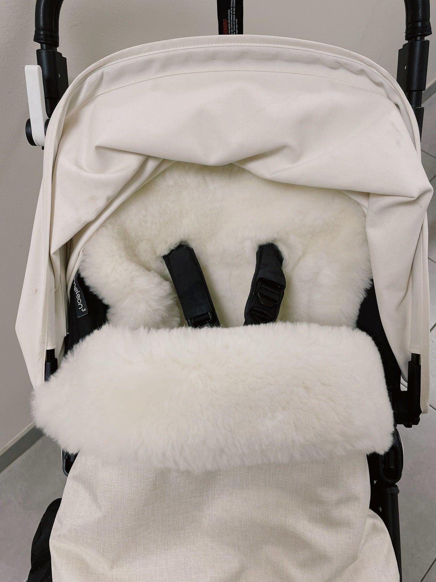 White Natural Sheepskin Stroller Sleeping Bag
