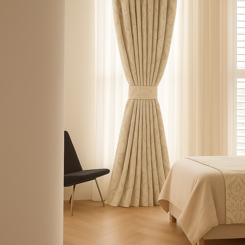 Rideaux jacquard damassés en lin de luxe – Sur mesure | Occultants / Doublés en coton