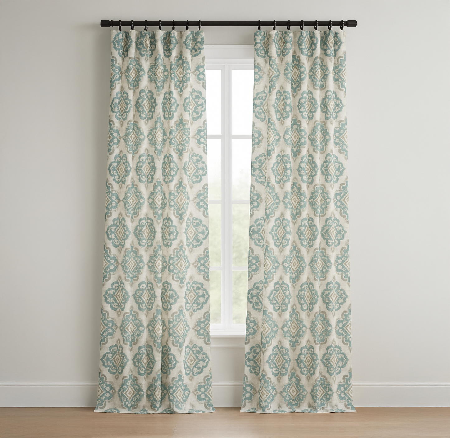 Casablanca Medallion Pure Linen Curtains | 7 Colours | Custom Size Available | Blackout or Cotton Lined