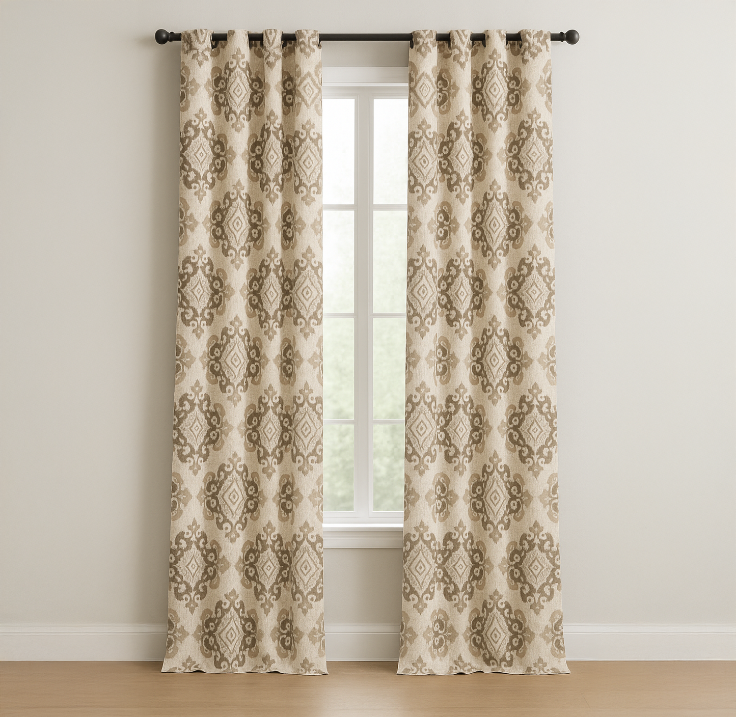 Casablanca Medallion Pure Linen Curtains | 7 Colours | Custom Size Available | Blackout or Cotton Lined