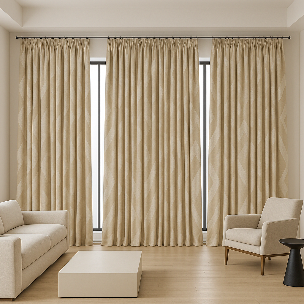 Pure Linen Geometric Curtains – Custom Size, Blackout or Cotton Lined, 8 Colours