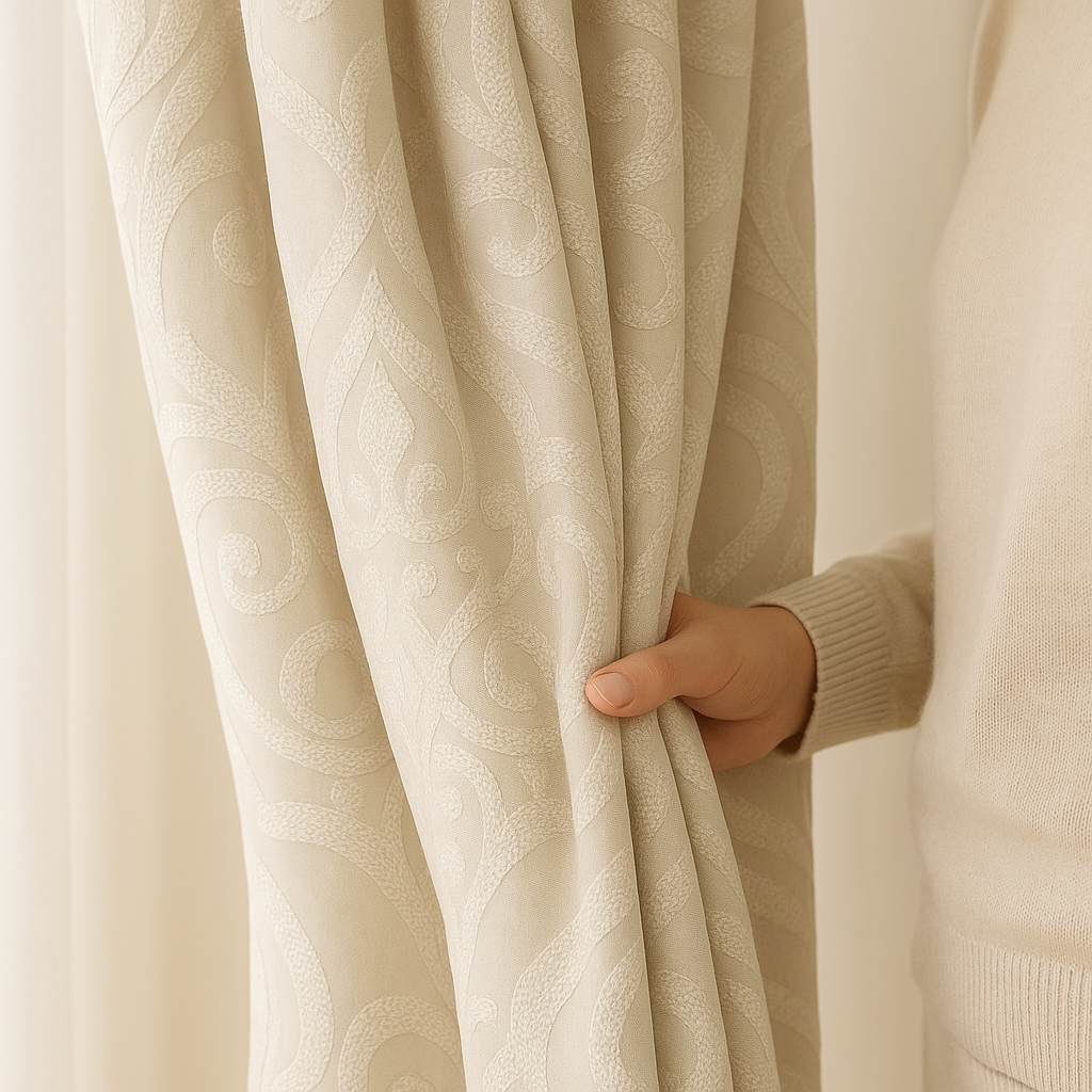 Rideaux jacquard damassés en lin de luxe – Sur mesure | Occultants / Doublés en coton