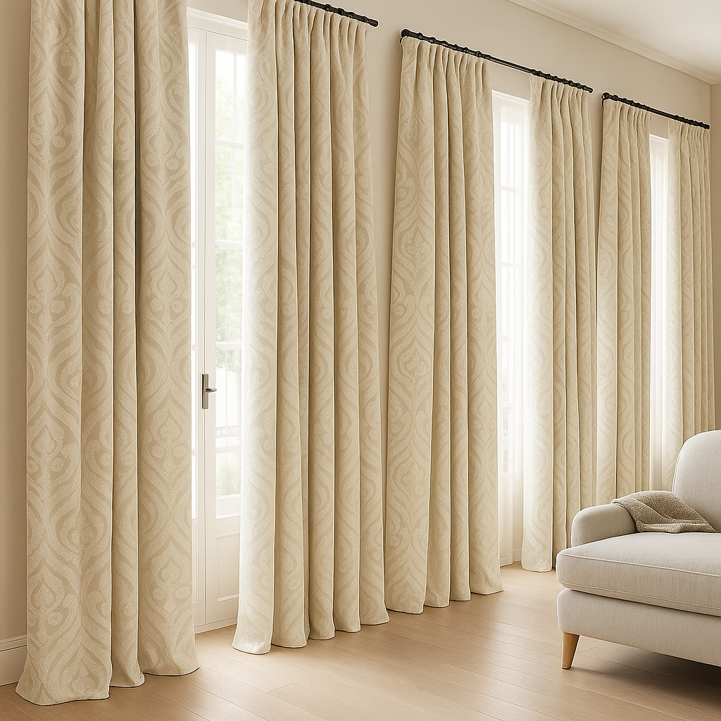 Rideaux jacquard damassés en lin de luxe – Sur mesure | Occultants / Doublés en coton